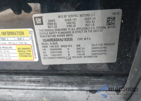 2017 Buick Enclave Premium из США, поврежденный, VIN 5GAKRCKDXHJ182636